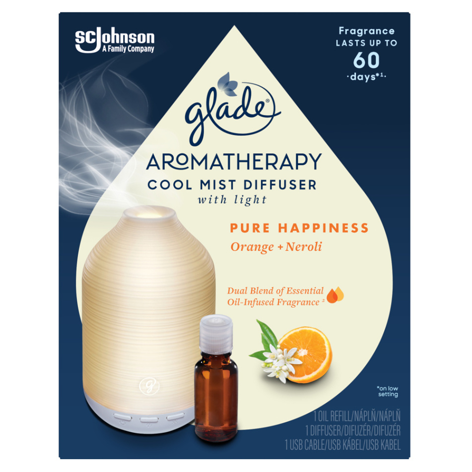 GLADE Aromatherapy Cool Mist Diffuser Pure Happiness 1+17,4ml