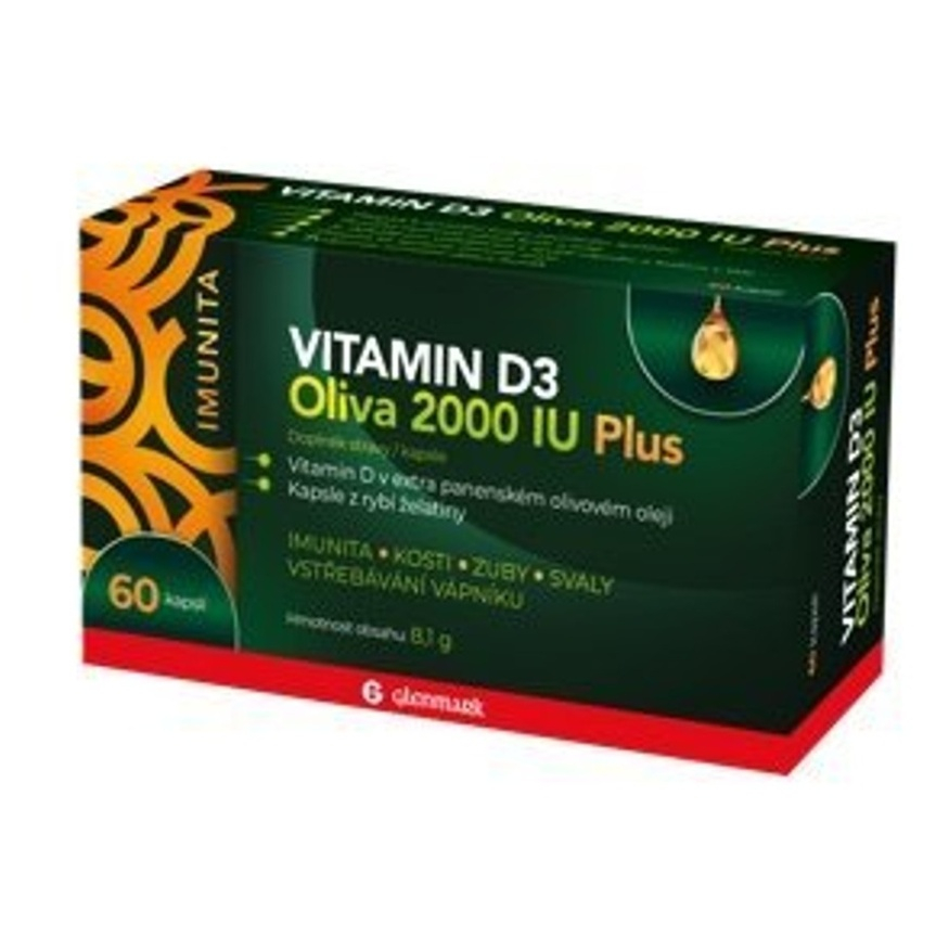 Levně GLENMARK Vitamin D3 Oliva Plus 2000 IU 60 kapslí