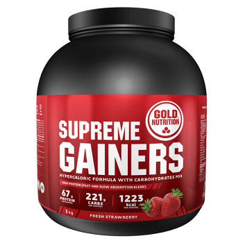 GOLDNUTRITION Supreme gainers jahoda 3000 g (Sacharidy, gainery)