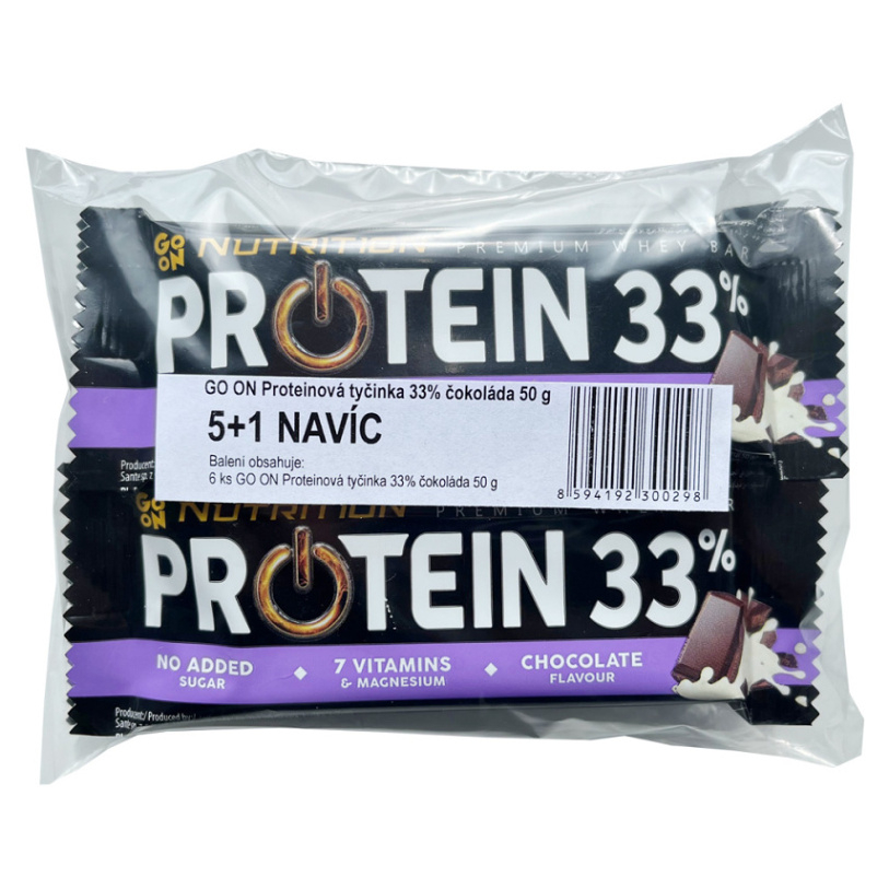 E-shop GO ON Proteinové tyčinky 33% čokoláda 5 +1 kus ZDARMA