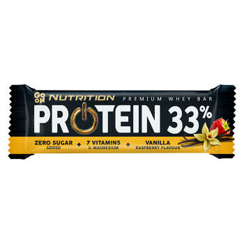 GO ON! Proteinová tyčinka 33% vanilka - malinal 50 g