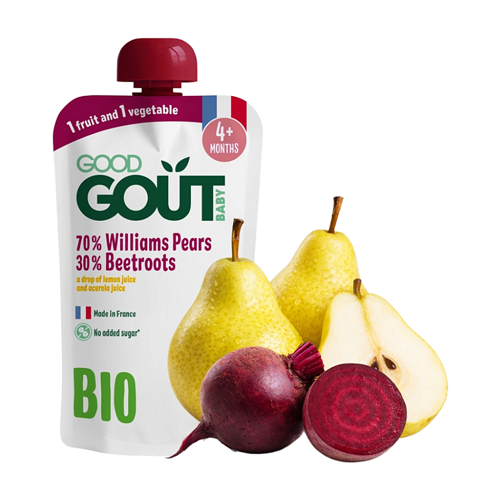 Good Gout Hruška Williams+červ.řepa BIO 120g 4M+