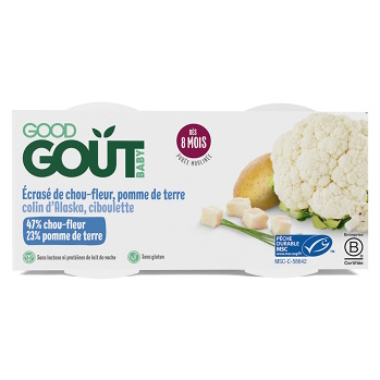 GOOD GOUT Treska pestrá s květákem a brambůrky BIO 2x190 g