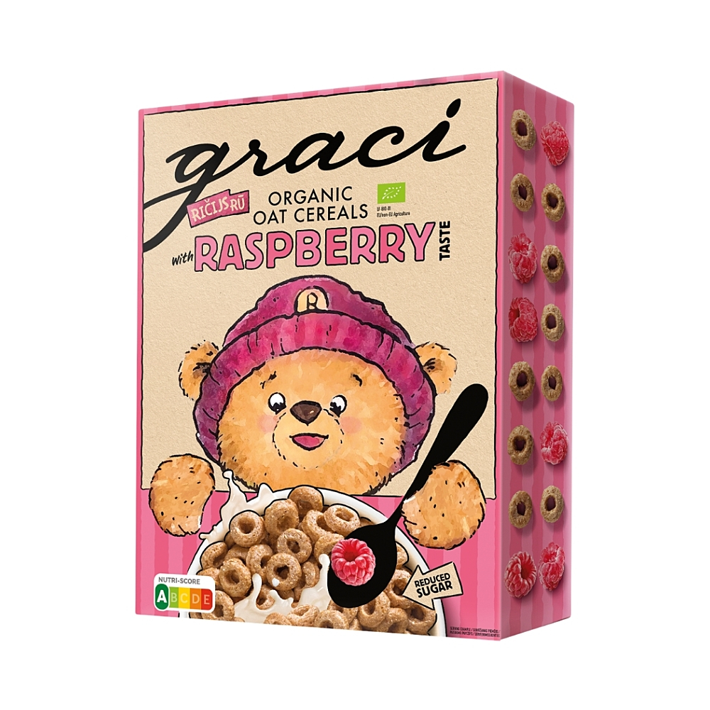 GRACI Dětské cereální malinové kroužky BIO 300 g