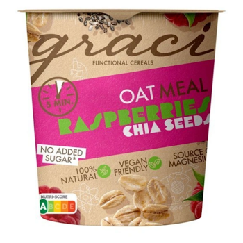 GRACI Funkční ovesná kaše s malinami a chia semínky 50g (Ovesné kaše) - Vícesložkové, Sladké