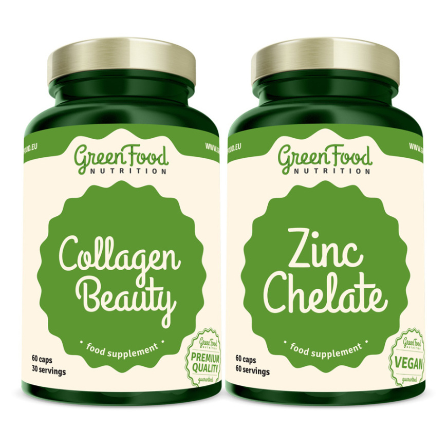 Levně GREENFOOD NUTRITION Collagen beauty 60 kapslí + zinc chelate 60 kapslí