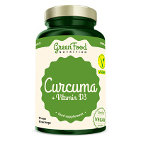 GREENFOOD NUTRITION Curcuma + Vitamin D3 90 kapslí