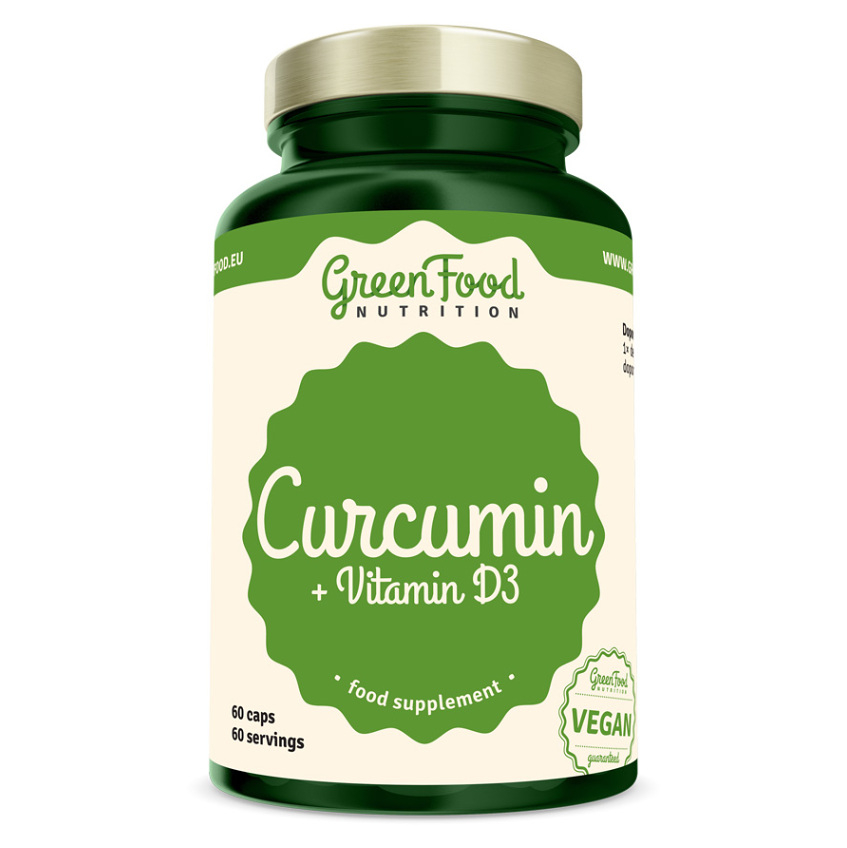 Levně GREENFOOD NUTRITION Curcumin + Vitamin D3 60 kapslí