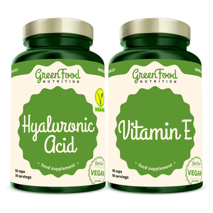 Levně GREENFOOD NUTRITION Hyaluronic acid 60 kapslí + vitamin E 60 kapslí