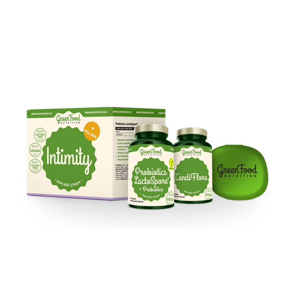 E-shop GREENFOOD NUTRITION Intimity CandiFlora 90 kapslí a Probiotika LactoSpore 60 kapslí + PILLBOX