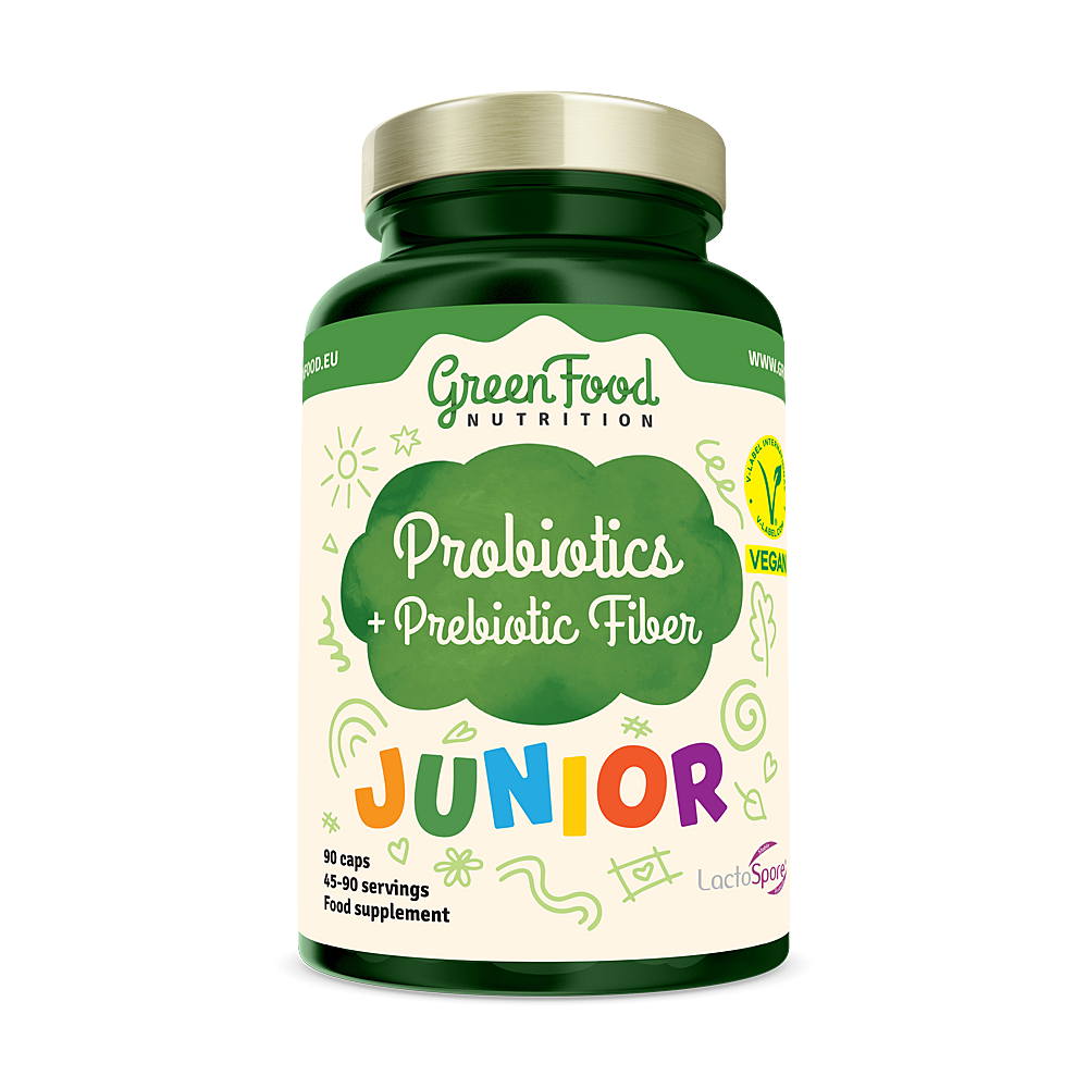 GREENFOOD NUTRITION Junior Probiotics + Prebiotic Fiber 90 kapslí