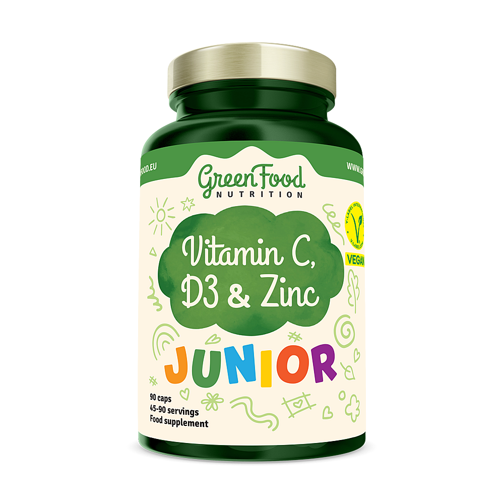 GREENFOOD NUTRITION Junior vitamin C, D3 & zinc 90 kapslí