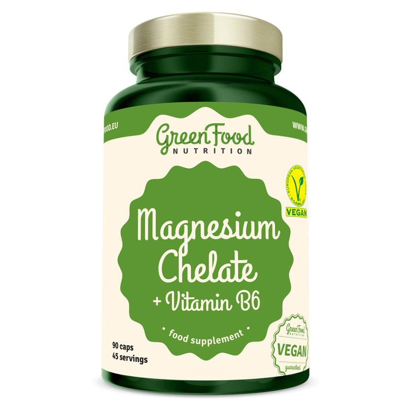 Levně GREENFOOD NUTRITION Magnesium chelát + vitamin B6 90 kapslí