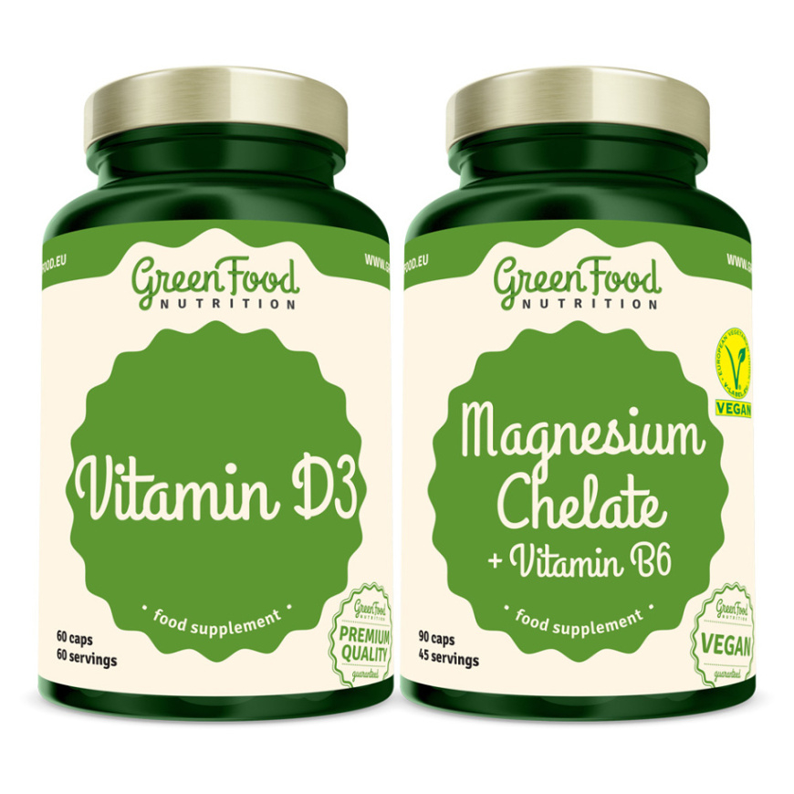 E-shop GREENFOOD NUTRITION Magnesium chelate 90 tobolek + vitamin D3 60 tobolek
