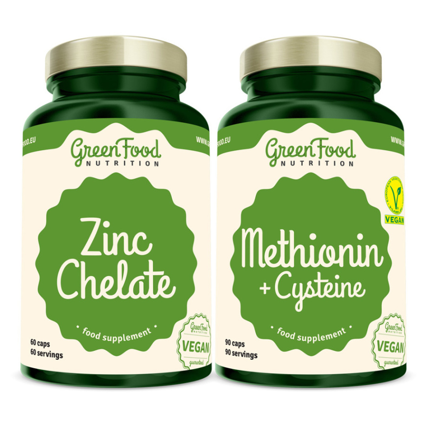 Levně GREENFOOD NUTRITION Methionin + cysteine 90 tobolek + zinc chelate 60 tobolek