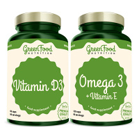 GREENFOOD NUTRITION Omega 3 + vitamin E 120 kapslí + vitamin D3 60 kapslí
