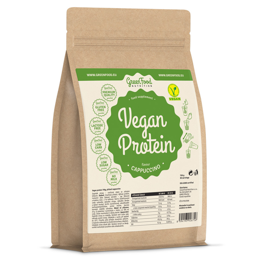 E-shop GREENFOOD NUTRITION Low Sugar vegan protein cappuccino 750 g