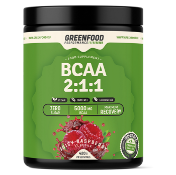 GREENFOOD NUTRITION Performance BCAA 2:1:1 šťavnatá malina 420 g, expirace