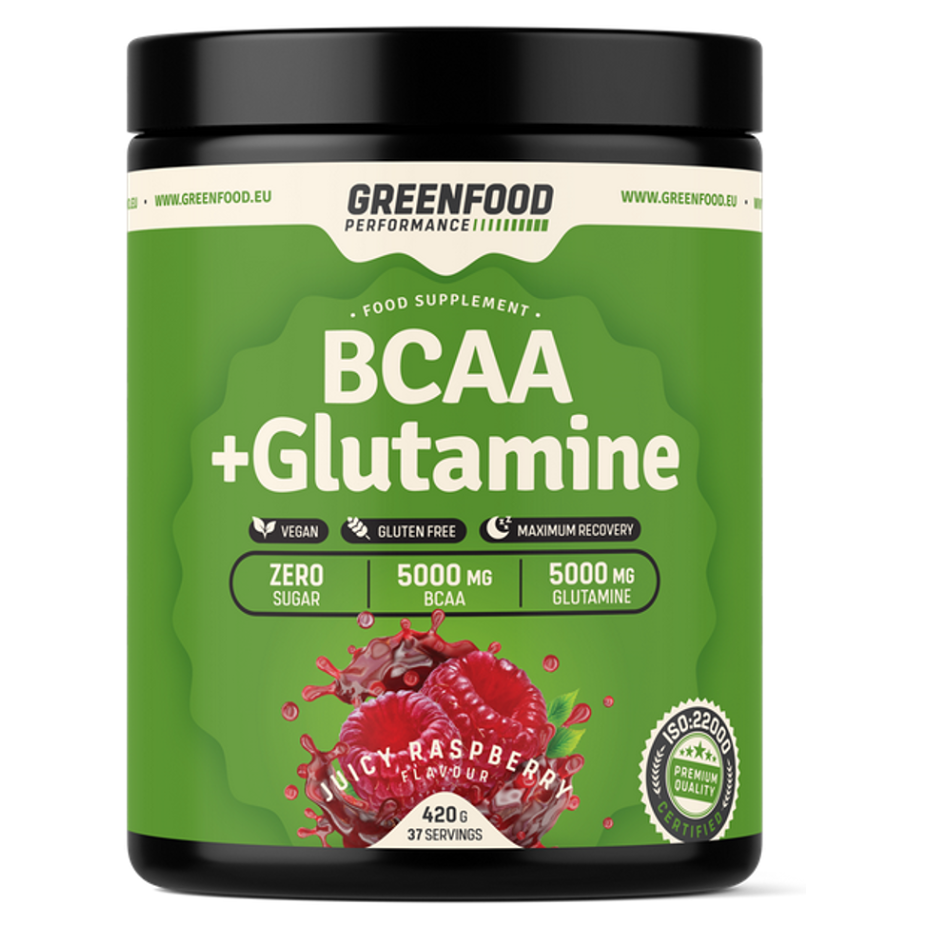 GREENFOOD NUTRITION Performance BCAA + glutamine šťavnatá malina 420 g