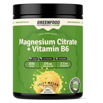 GREENFOOD NUTRITION Performance magnesium citrate + vitamin B6 šťavnatý meloun 420 g, expirace