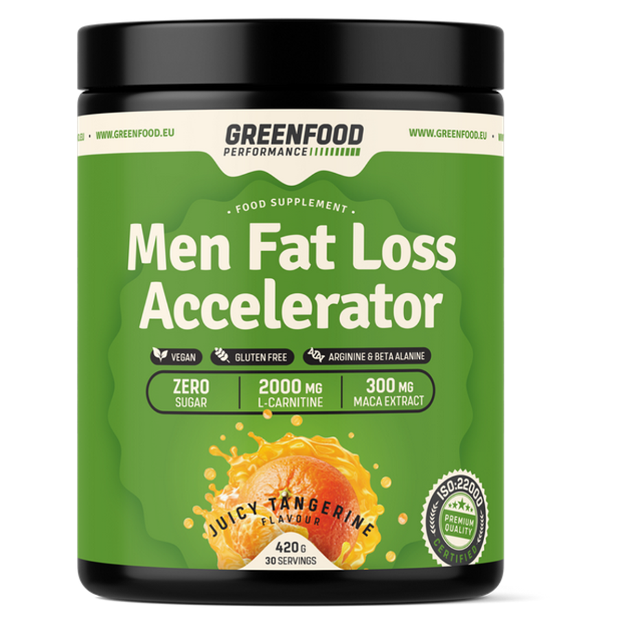 Levně GREENFOOD NUTRITION Performance men fat loss accelerator šťavnatá mandarinka 420 g