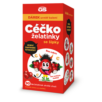 GS Céčko želatinky se šípky 90 kusů + DÁREK čertovské tetovačky (Vitamíny na imunitu) - Vícesložkové