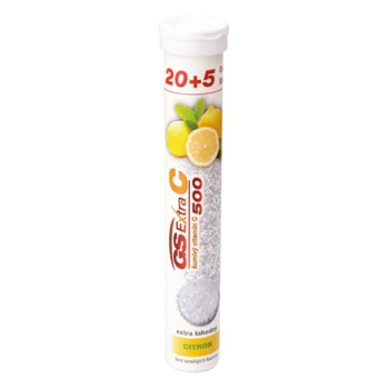 GS Extra C 500 šumivý citron 20 + 5 tablet ZDARMA