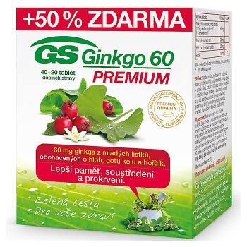GS Ginkgo 60 Premium 40 + 20 tablet ZDARMA
