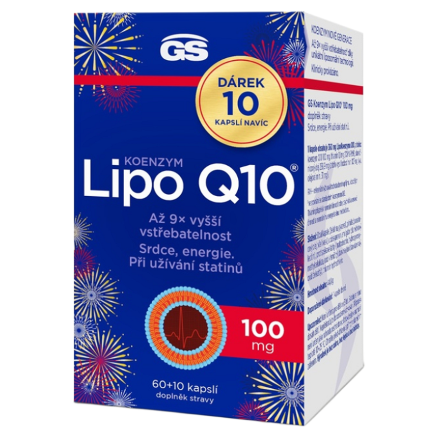 GS Koenzym lipo Q10 100 mg 60 + 10 kapslí NAVÍC