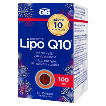 GS Koenzym lipo Q10 100 mg 60 + 10 kapslí NAVÍC (Koenzym Q10) - Vícesložkové