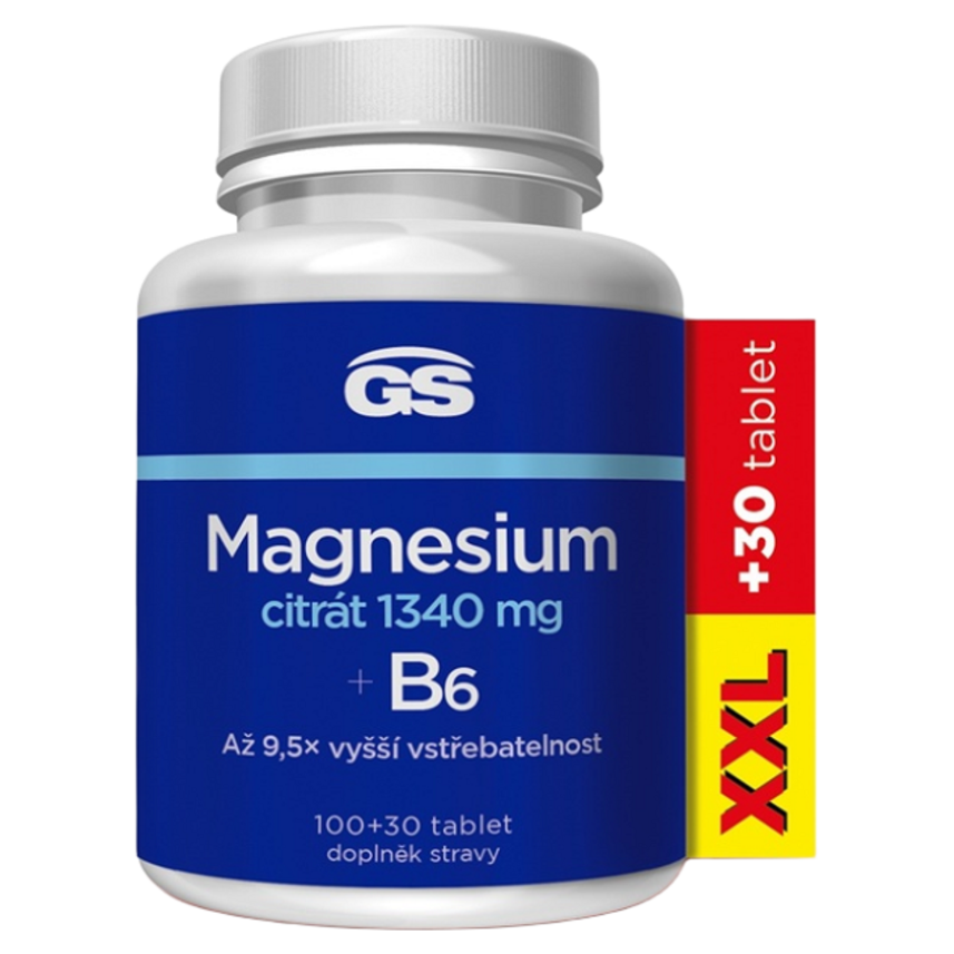 GS Magnesium citrát 1340 mg B6 XXL 100 + 30 tablet