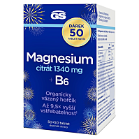 GS Magnesium citrát 1340 mg + B6  50 + 50 tablet NAVÍC
