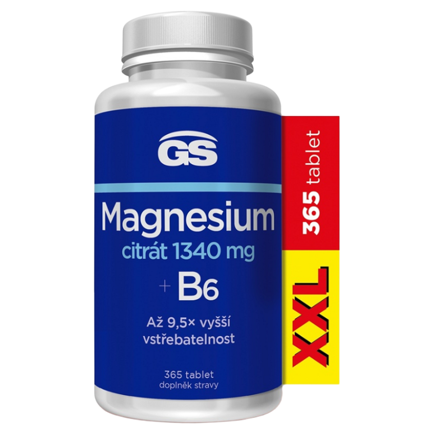 GS Magnesium citrát 1340 mg B6 XXL 365 tablet