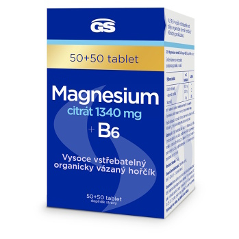GS Magnesium citrát 1340 mg + B6 50 + 50 tablet (Na energii, při únavě) - Vícesložkové