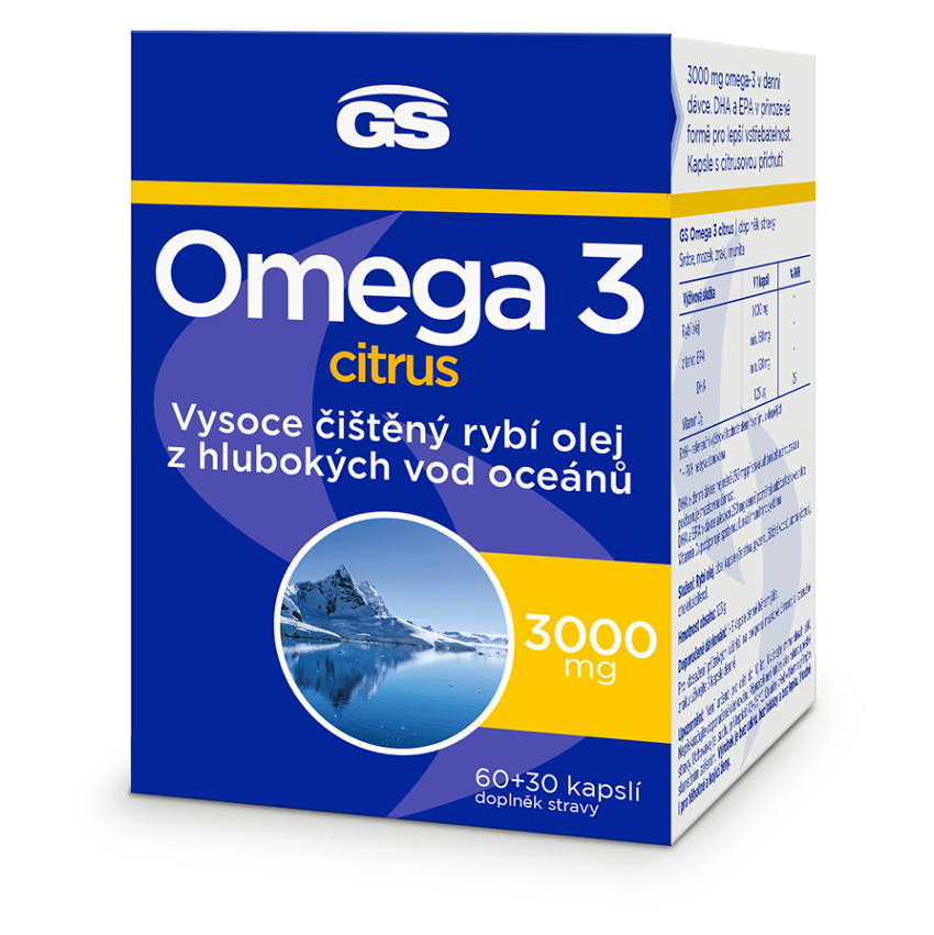 Levně GS Omega 3 citrus 3000 mg 60 + 30 kapslí