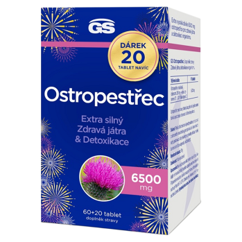 GS Ostropestřec 6500 mg 60+20 tablet NAVÍC (Detoxikace jater, očista jater)