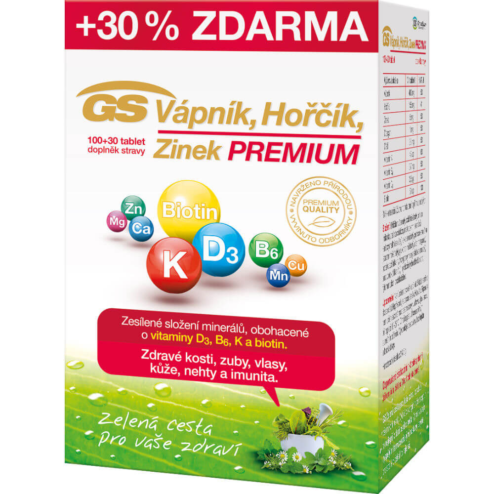 GS Vápník Hořčík Zinek PREMIUM 100+30 tablet