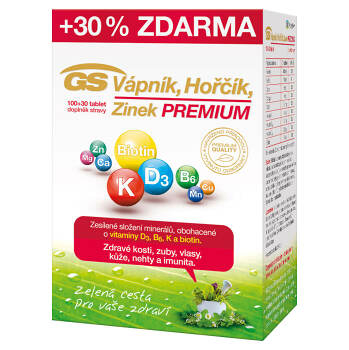 GS Vápník Hořčík Zinek PREMIUM s vitaminem D 100+30 tablet ZDARMA