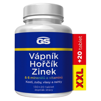 GS Vápník hořčík zinek XXL 130 + 20 tablet (Na energii, při únavě) - Vícesložkové