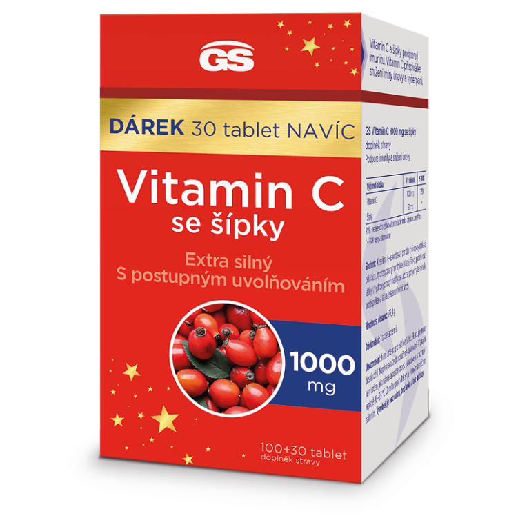 Levně GS Vitamin C se šípky 1000 mg 100 + 30 tablet NAVÍC