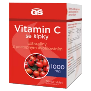 GS Vitamin C 1000 mg se šípky 50 + 10 tablet (Vitamín C) - Vícesložkové, Postupné uvolňování