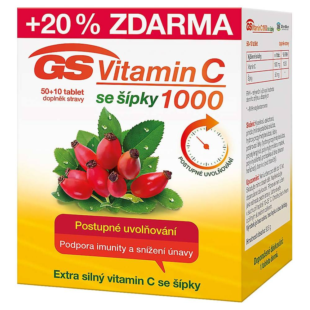 Levně GS Vitamin C 1000 se šípky 50 + 10 tablet ZDARMA