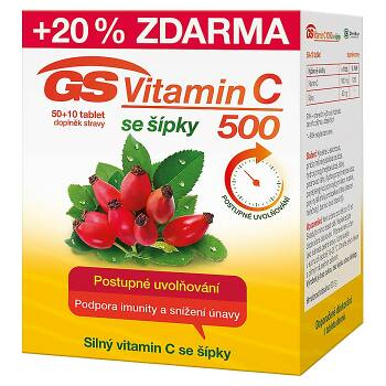 GS Vitamin C 500 se šípky 50 + 10 tablet ZDARMA