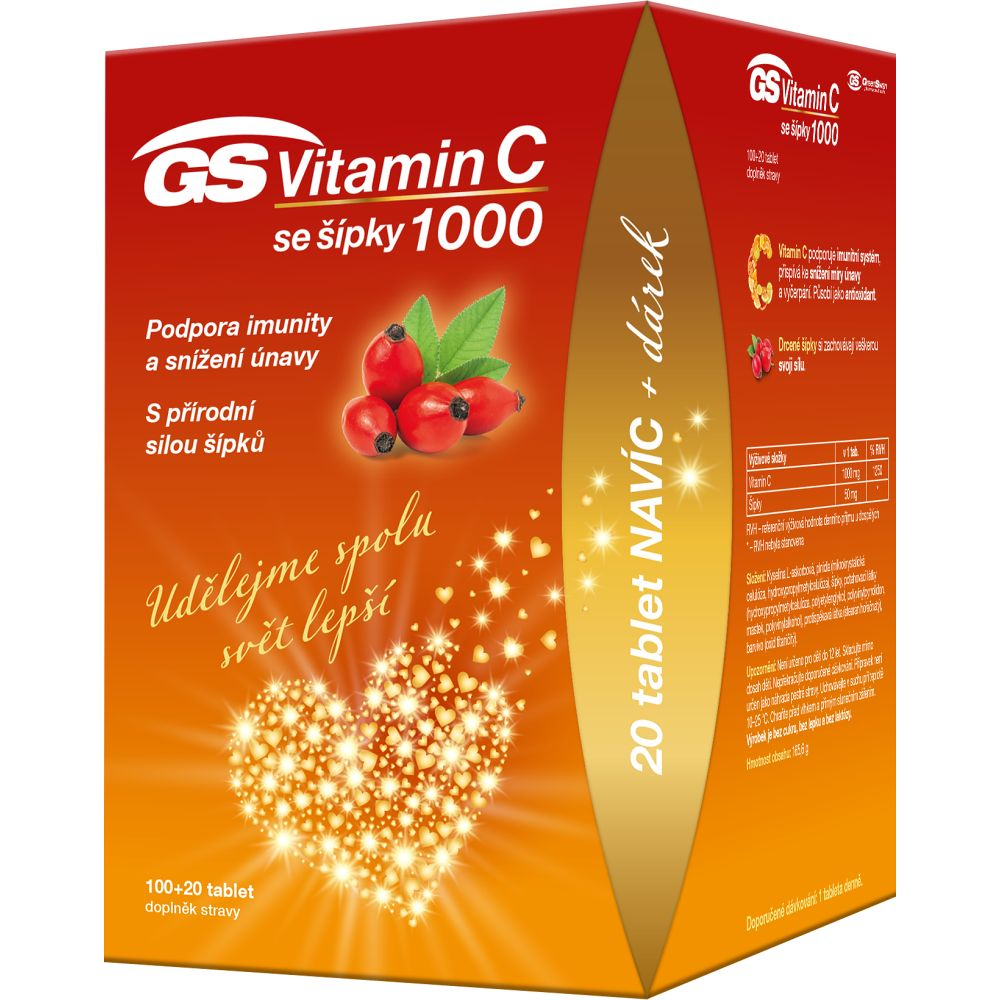 GS Vitamin C 1000 + šípky 120 tablet + ZDARMA