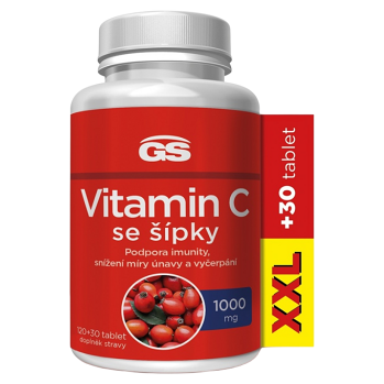 GS Vitamin C1000 se šípky XXL 120 + 30 tablet (Vitamín C) - Vícesložkové, Postupné uvolňování