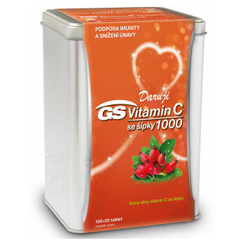 GS Vitamin C1000 + šípky v plechové dóze 100+20 tablet