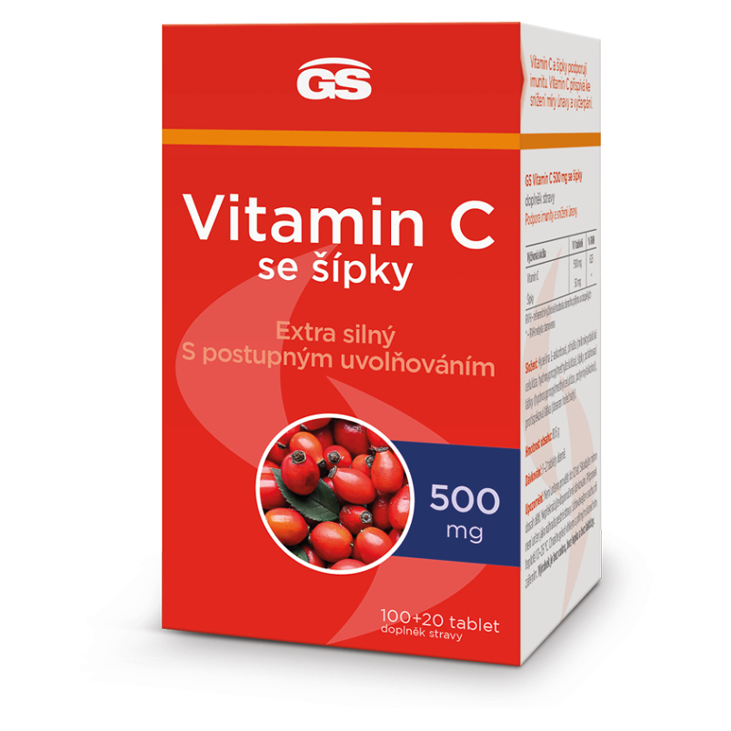 Levně GS Vitamin C 500 mg se šípky 100 + 20 tablet