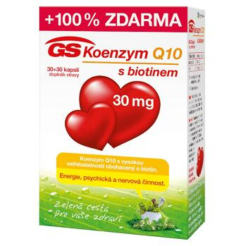 GS Koenzym Q10 s biotinem 30 mg 30 + 30 kapslí ZDARMA