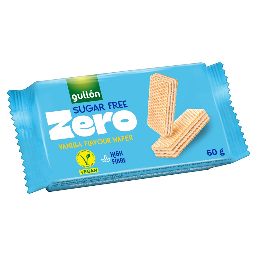 GULLÓN Vanilla wafer oplatky plněné krémem s vanilkovou příchutí se sladidly 60 g