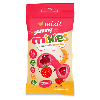 MIXIT Gummy mixies jahoda a banán přírodní želé bonbóny 35 g (Vitamínové bonbony) - Sladké